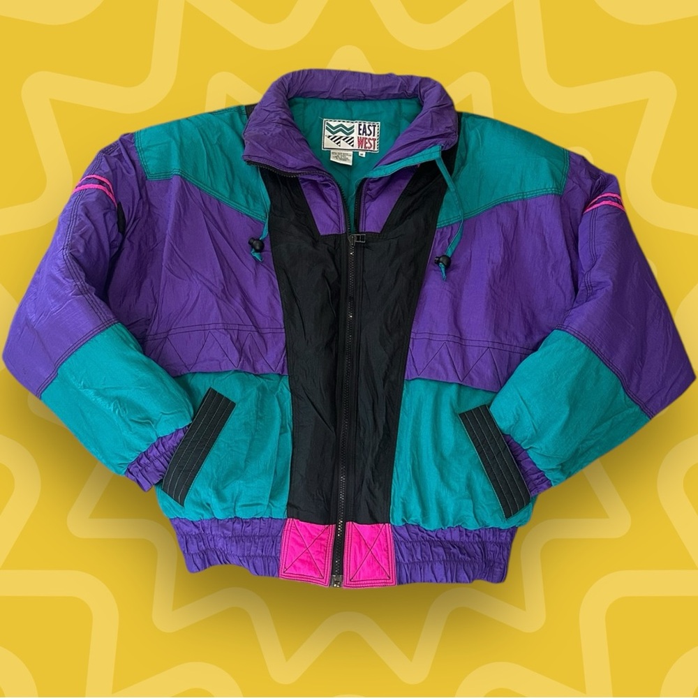 Vintage East West Neon Puffer Ski Jacket- Size Medium